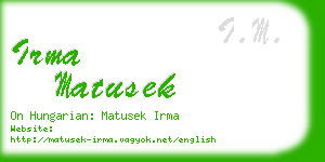 irma matusek business card